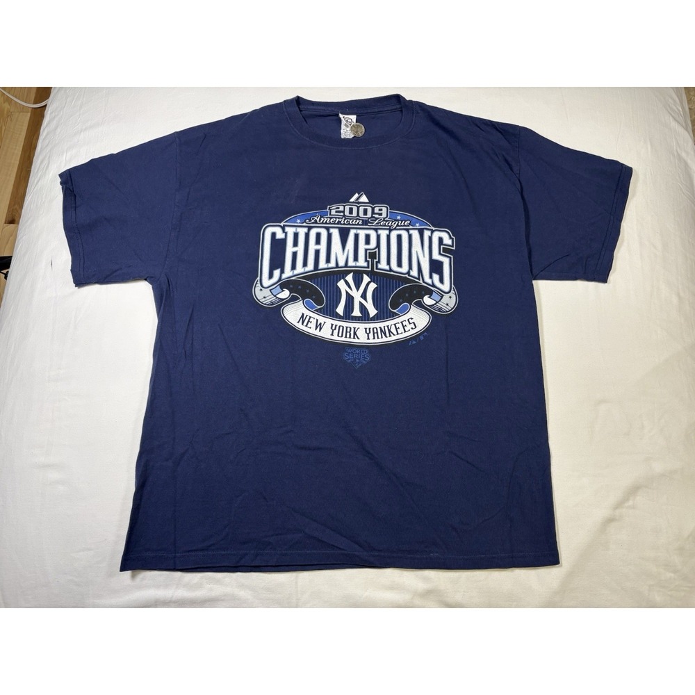 Vintage 2009 New York Yankees AL Champions Roster Shirt Mens XL Majestic Delta